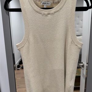 Another Love Beige Tank Top with gold sparkles